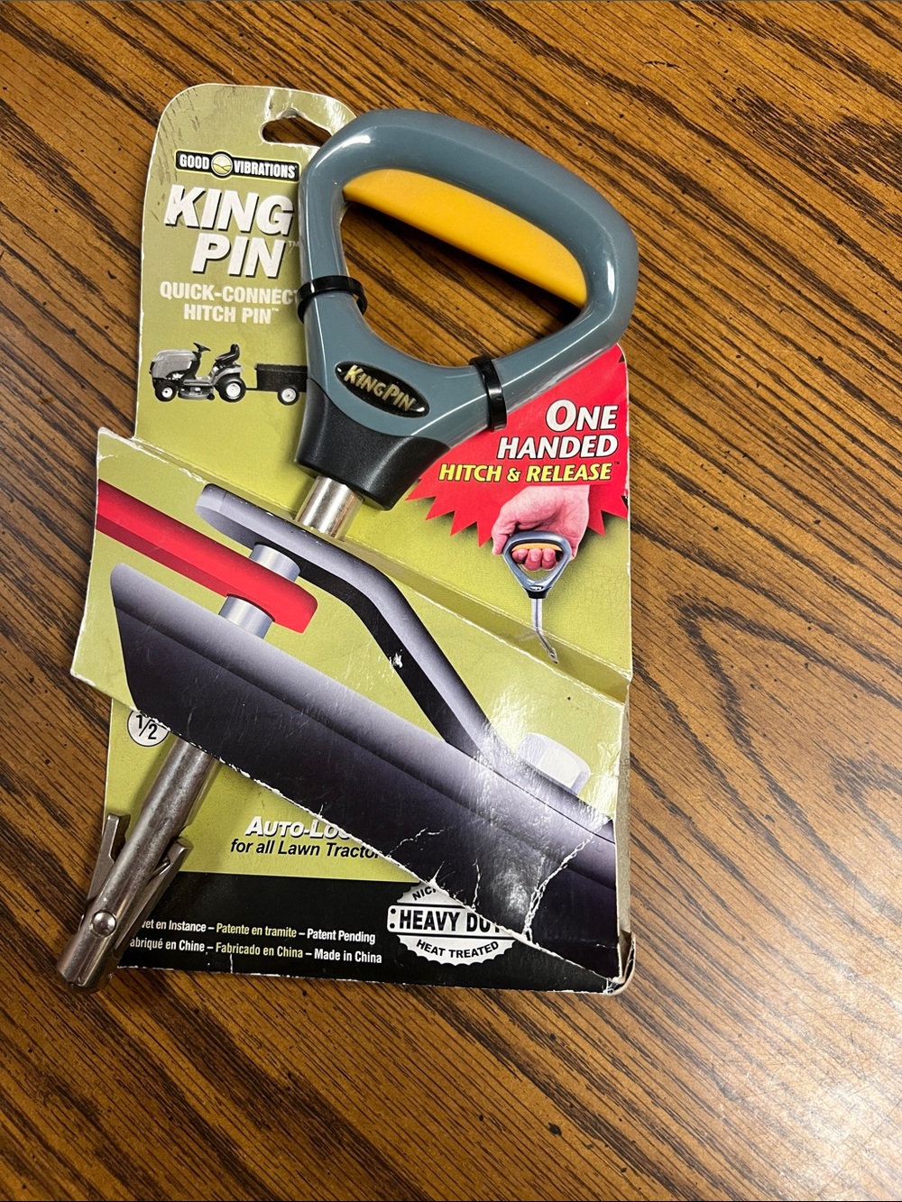 Quick-Connect Hitch Pin in Gray and Yellow